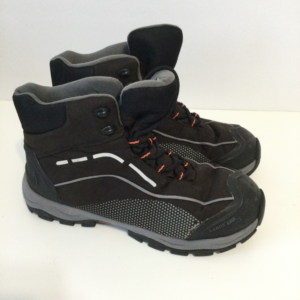 Mens LANDS END winter boots 8.5 snow hiking trail ankle insulated rain outdoor